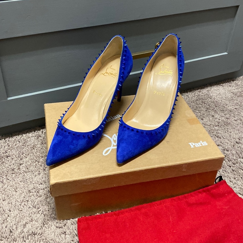 Christian Louboutin blue stud heels